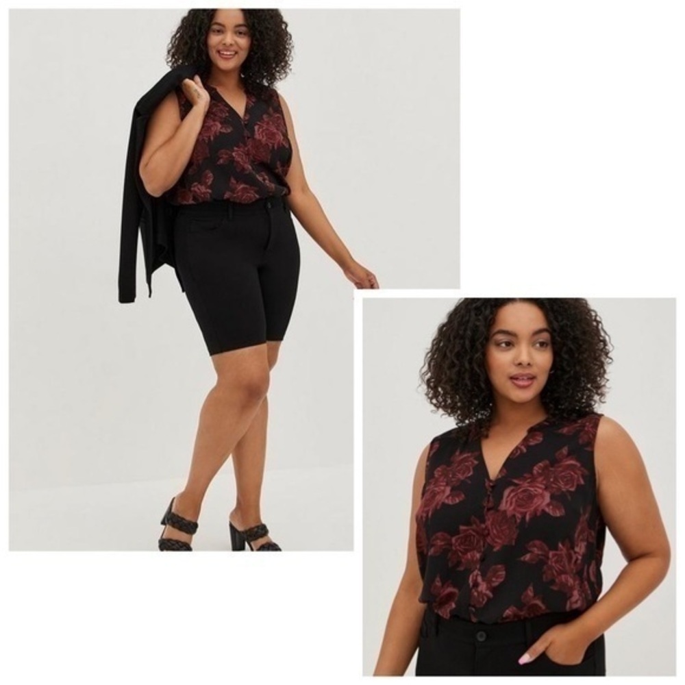 Torrid Harper Guaze Button Front Sleeveless Blouse